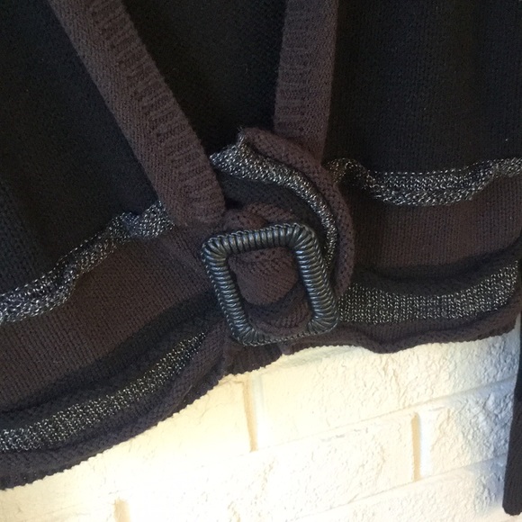 Tribal Black & Brown Cropped Belt Buckle Cardigan - Picture 3 of 7